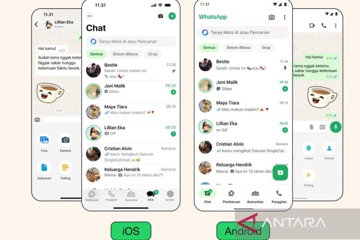 Simak perubahan pada desain terbaru aplikasi WhatsApp