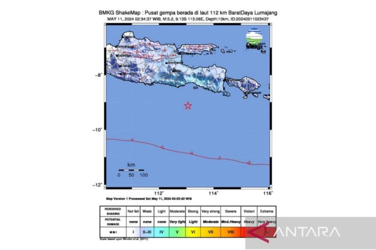 Gempa magnitudo 5,2 guncang Lumajang Jatim