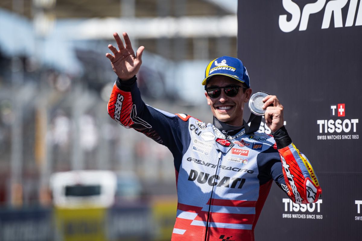 Marc Marquez incaran kemenangan usai raih podium sprint race di Le Mans