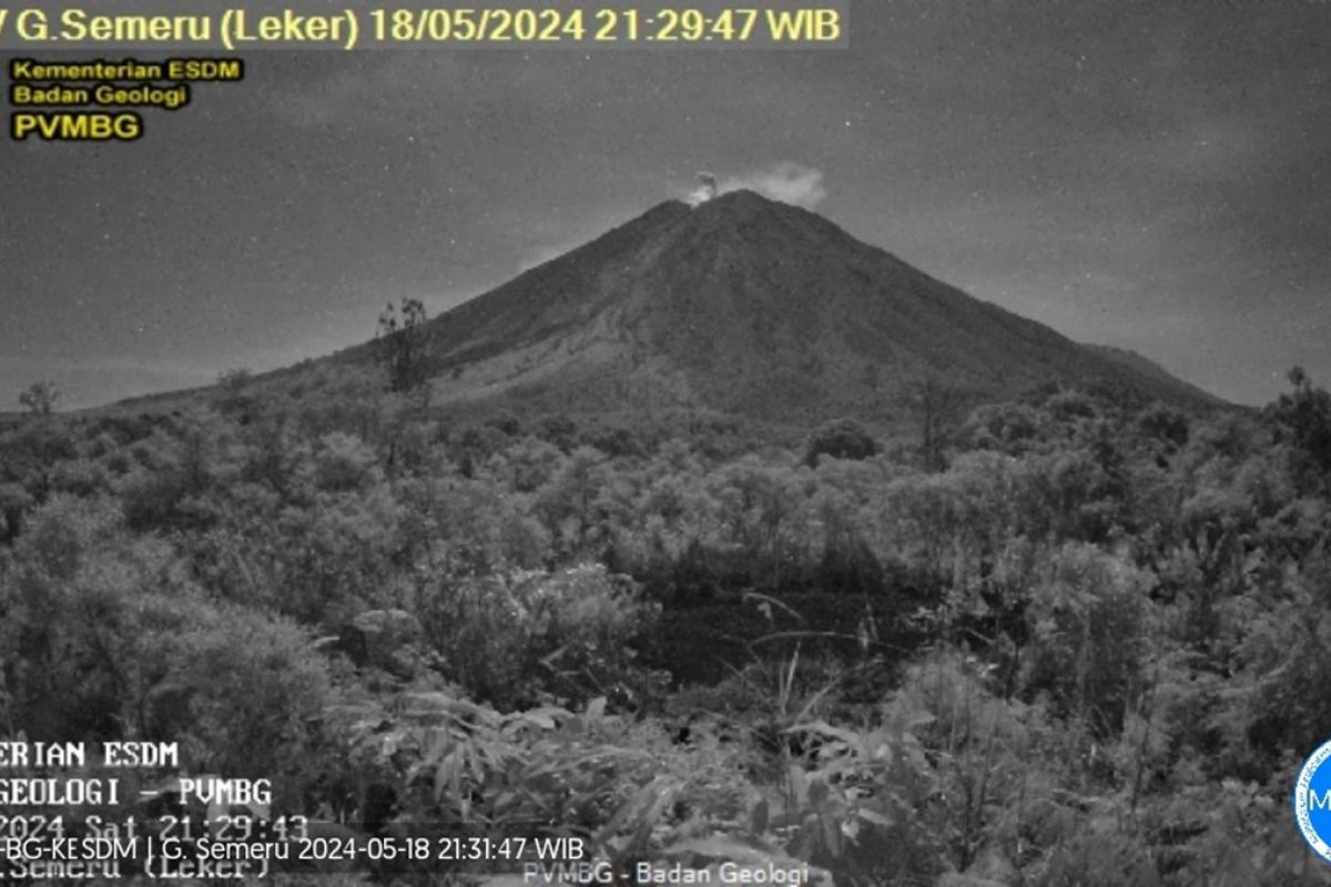 Gunung Semeru tercatat erupsi 14 kali dalam sehari pada Sabtu