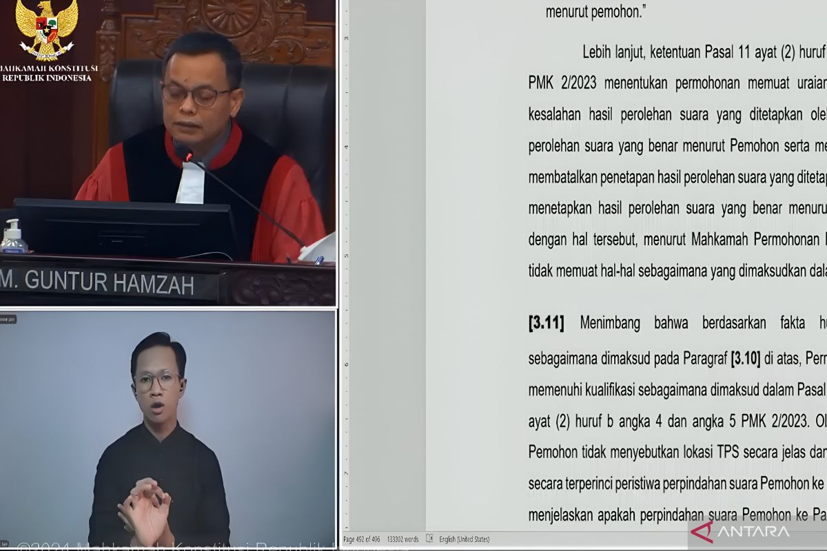 MK menolak gugatan PPP soal PHPU Pileg untuk Dapil Jabar karena tidak rinci