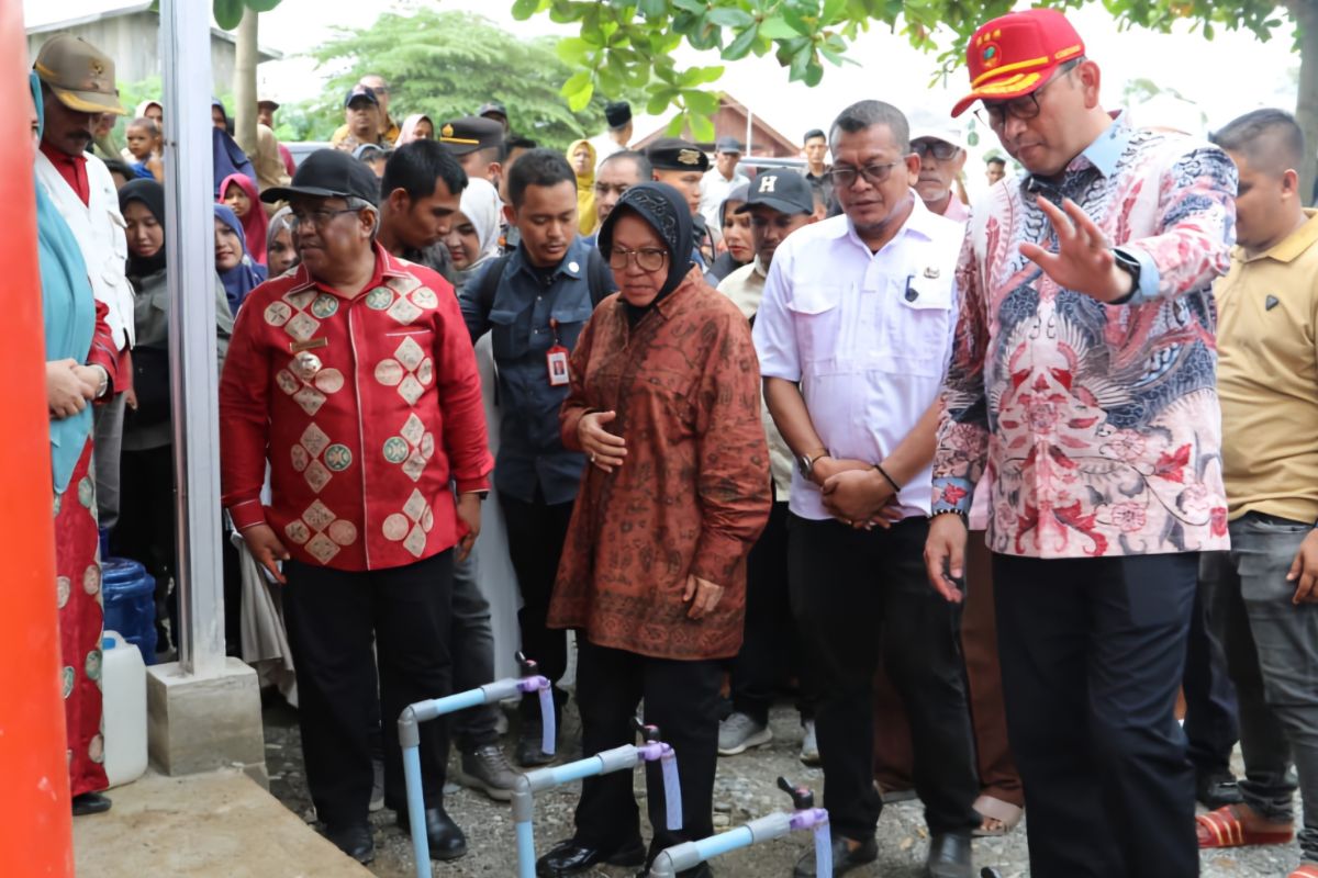 Mensos pasang instalasi air bersih cegah stunting di Aceh Utara 