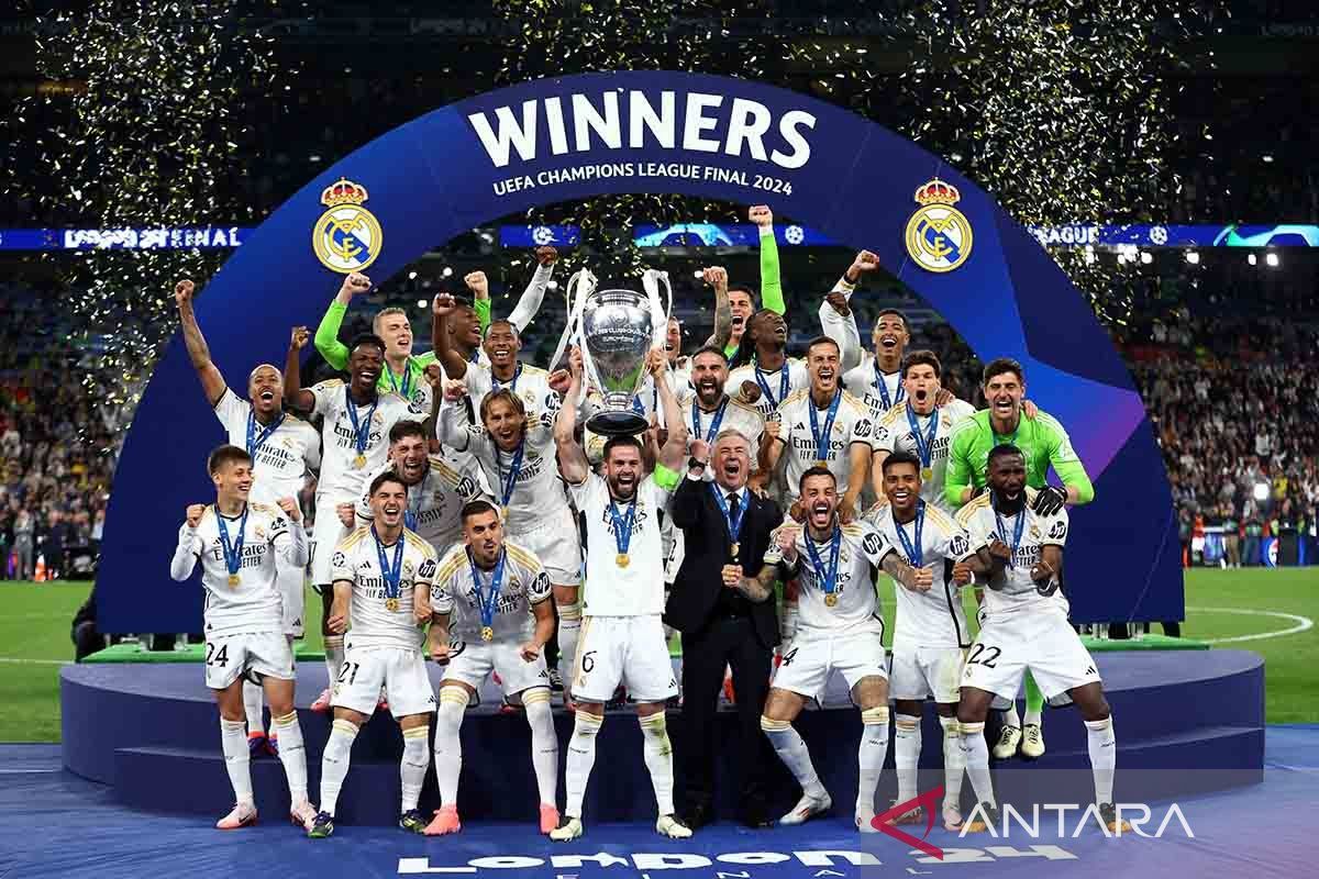 Liga Champions: Real Madrid juara musim 2023/24 usai bekuk Dortmund 2-0