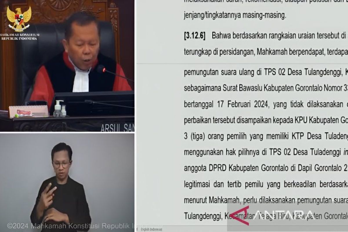 MK kabulkan gugatan PHPU PDIP terkait kecurangan KPPS di Gorontalo