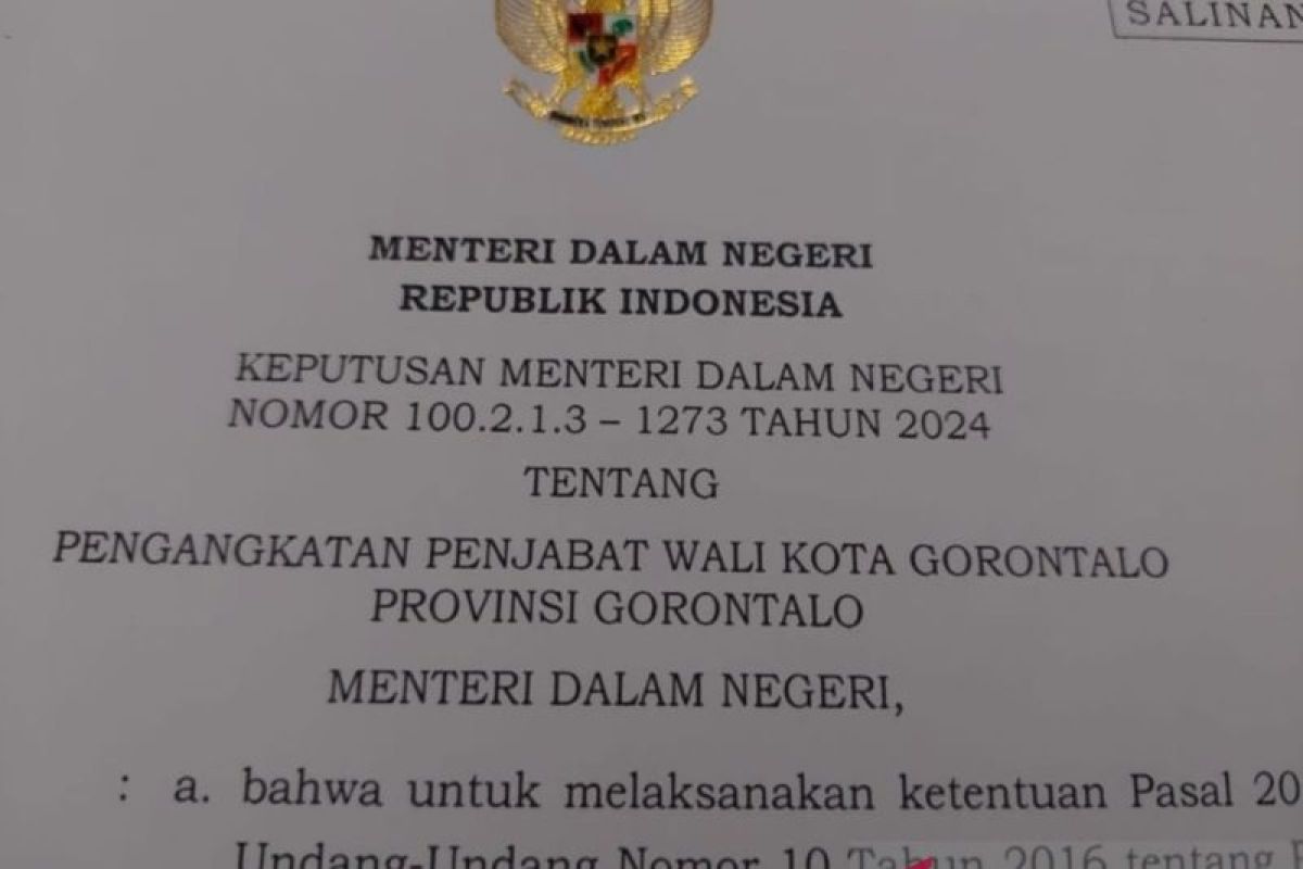 Penjabat Wali Kota Gorontalo dilantik Rabu berdasarkan SK Mendagri