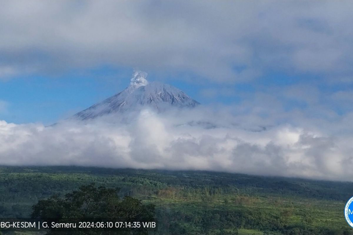 Gunung Semeru erupsi terus menerus dengan lontarkan abu vulkanik