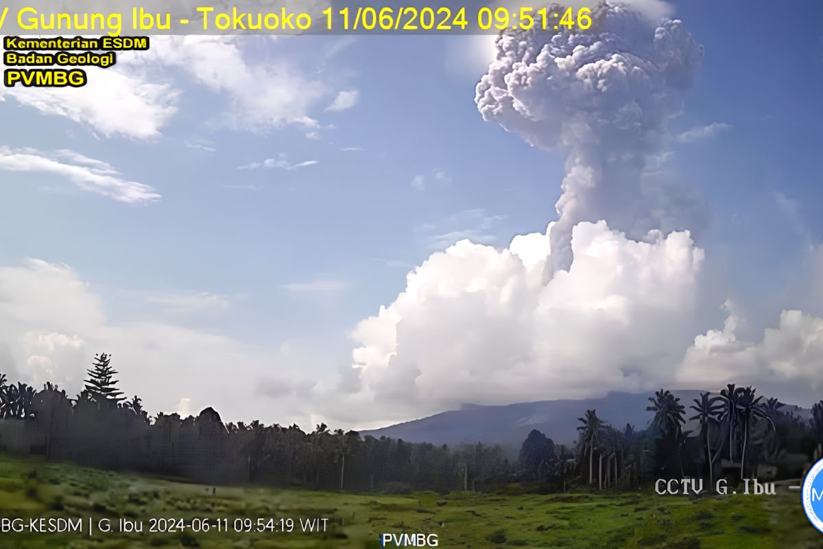 Gunung Ibu erupsi keluarkan awan abu setinggi empat kilometer