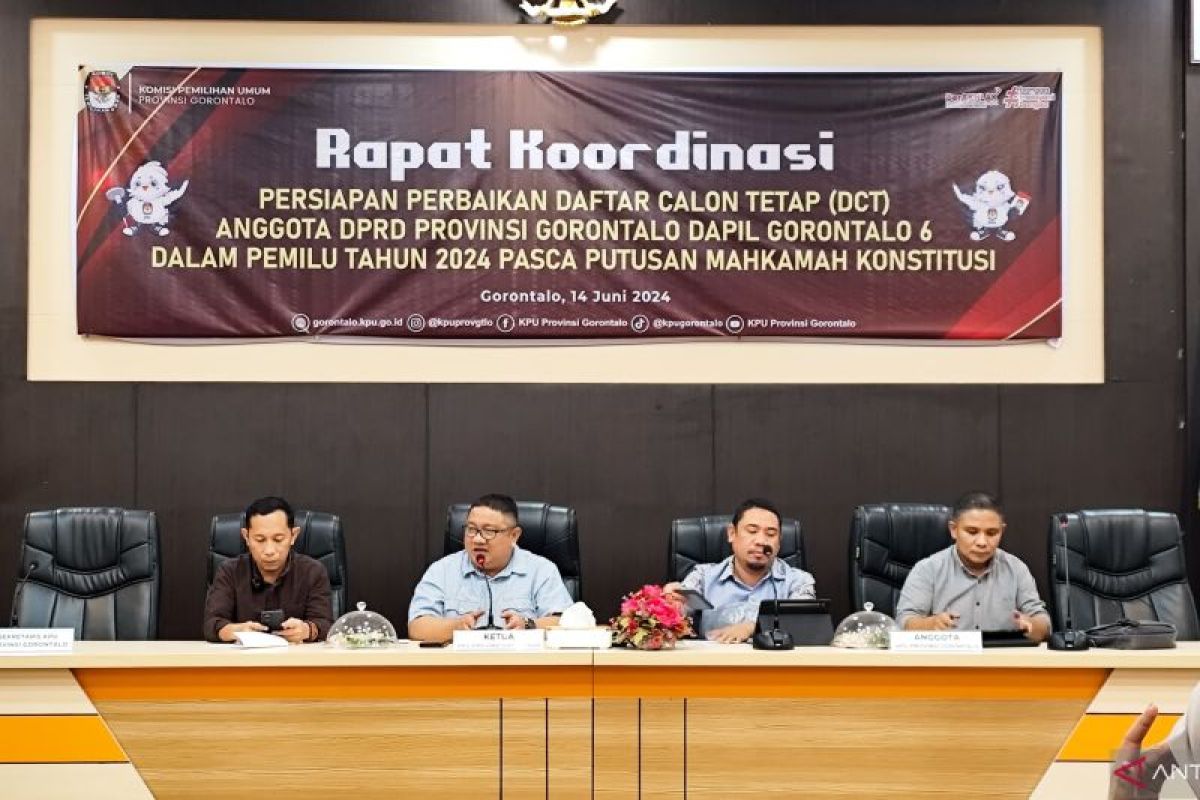 KPU Provinsi Gorontalo tetapkan persiapan perbaikan DCT anggota DPRD