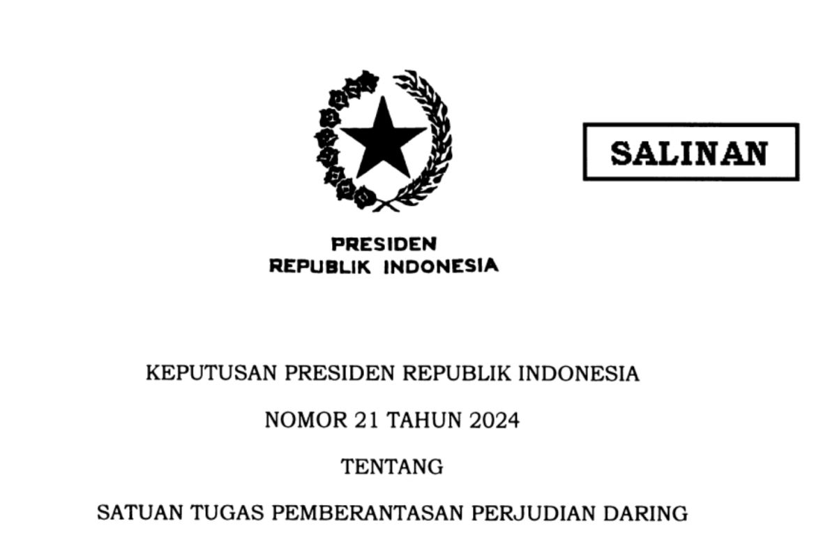RALAT berita-  Jokowi terbitkan Keppres Satgas Judi Online diketuai Menkopolhukam