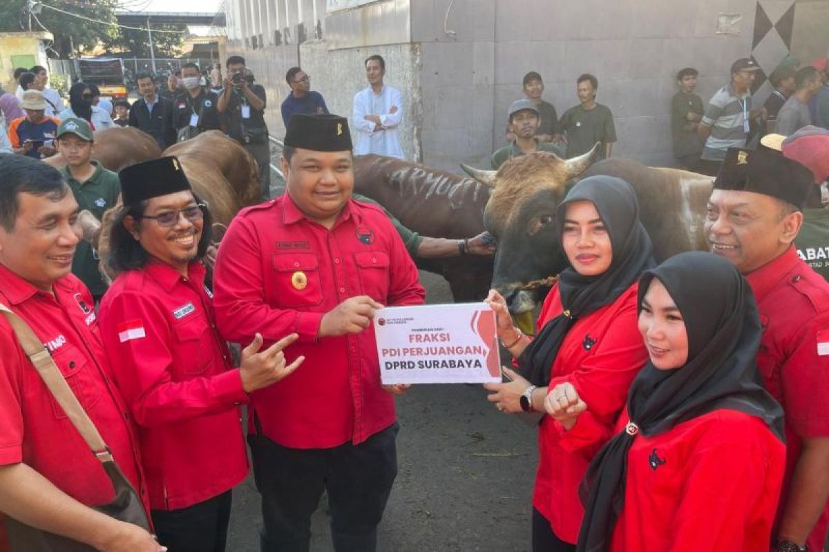 PDI Perjuangan Surabaya kurban 15 sapi di RPH