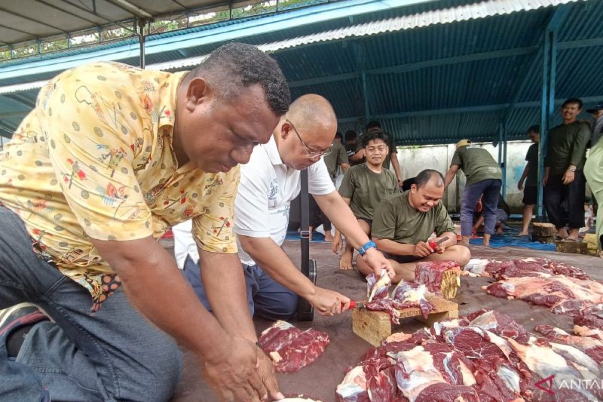 PT Air Minum Jayapura kurban tujuh ekor sapi bagikan warga