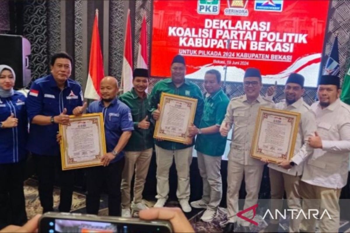 Gerindra, PKB dan Demokrat resmi berkoalisi di Pilkada Kabupaten Bekasi