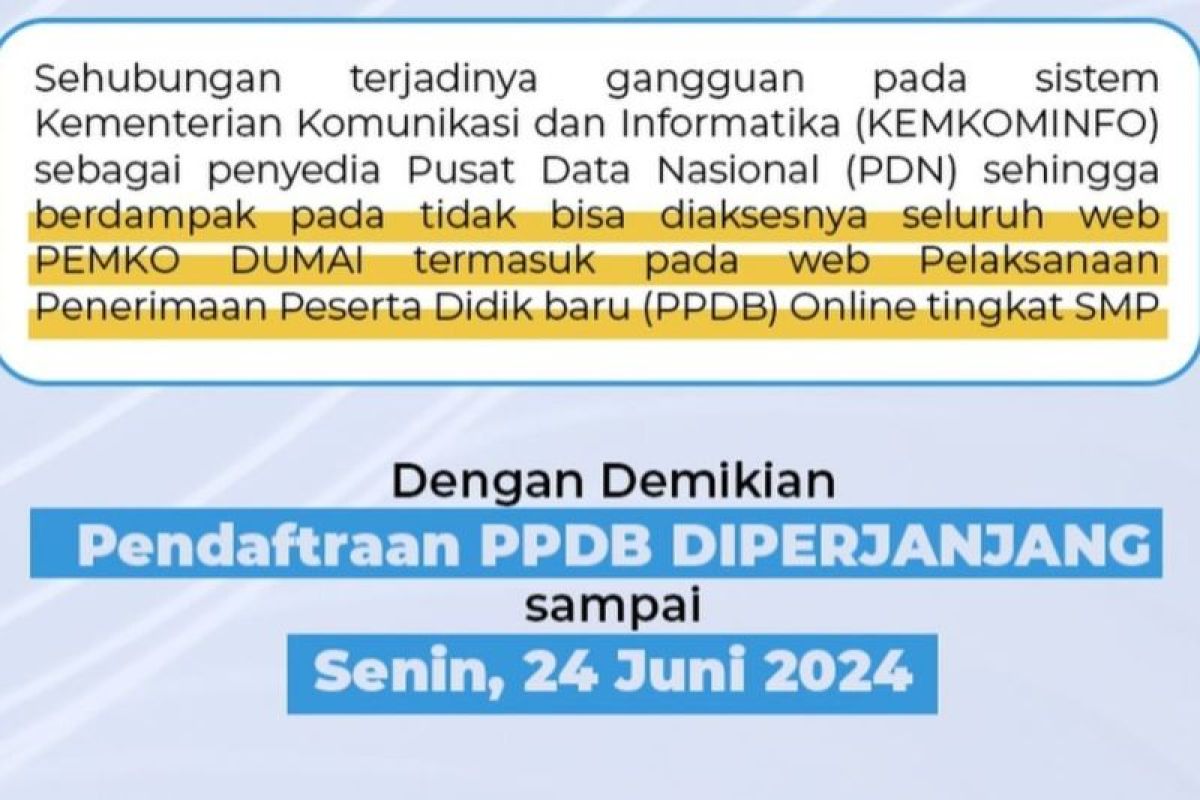 Pusat Data Nasional terganggu berdampak ke imigrasi hingga PPDB Dumai