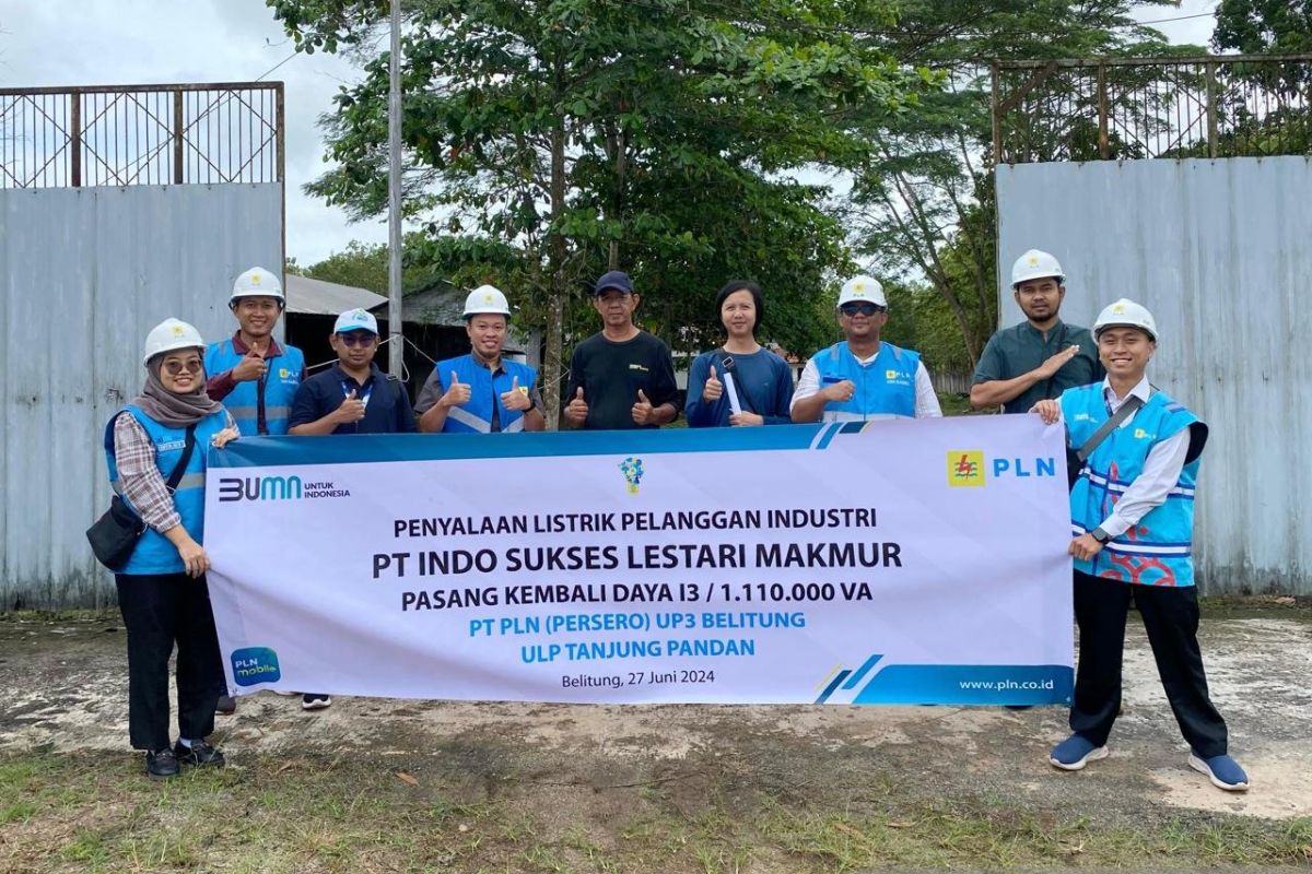 PLN sambung pelanggan sektor industri 1,11 MVA, dukung pertumbuhan ekonomi belitung