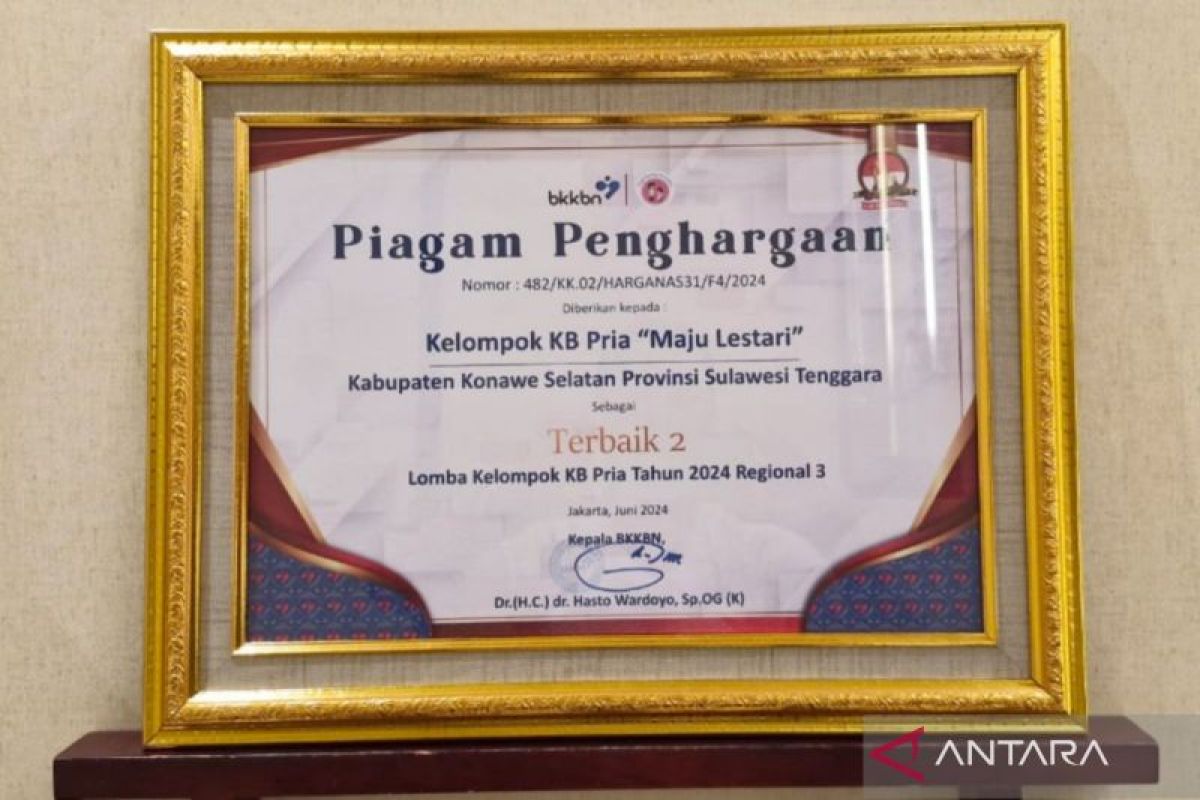 Konawe Selatan terbaik II Kelompok KB Pria tingkat nasional