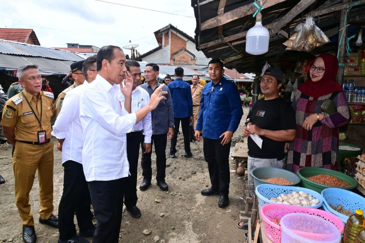 Pedagang dan warga antusias menyambut Presiden Jokowi di Bone