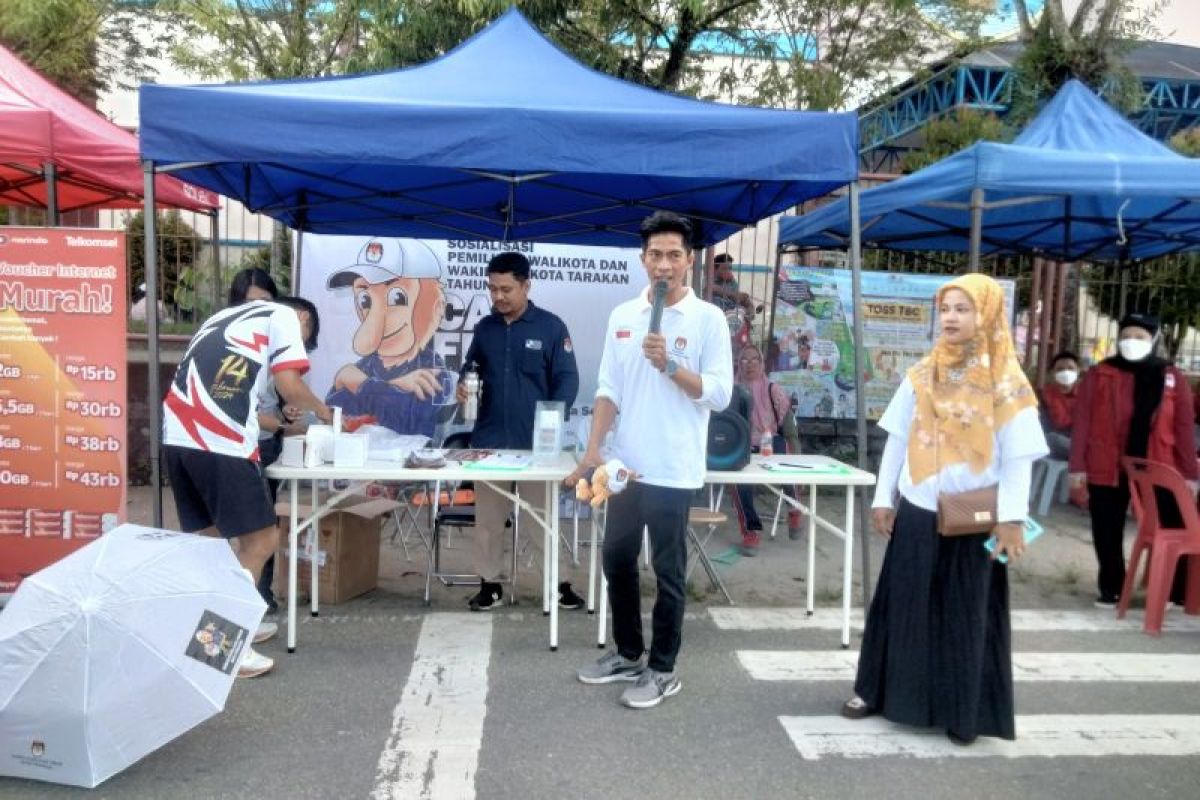 KPU Kota Tarakan Sosialisasi PSU dan Pilkada Pada Saat Hari Bebas Kendaraan