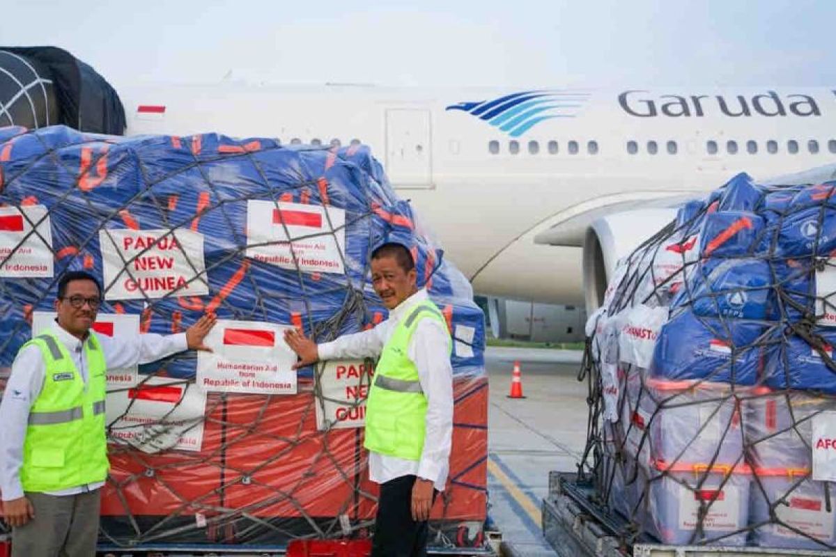 Garuda bawa 14,5 ton bantuan pemerintah ke korban longsor di PNG