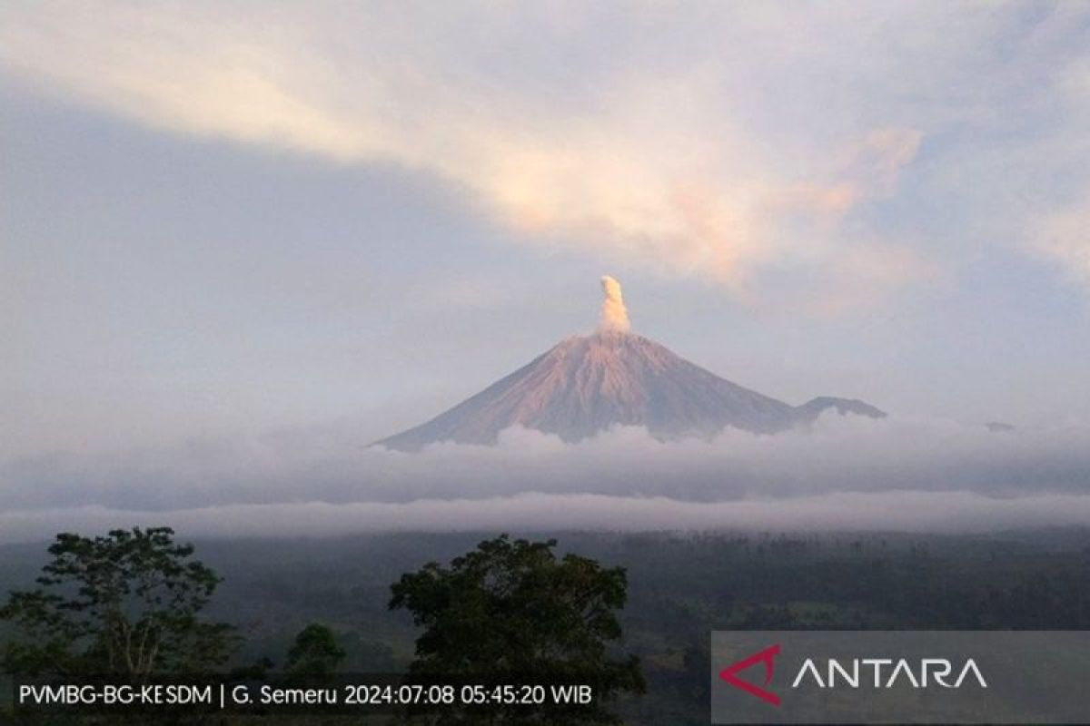 Semeru beberapa kali erupsi pada Senin pagi, letusan capai 800 meter