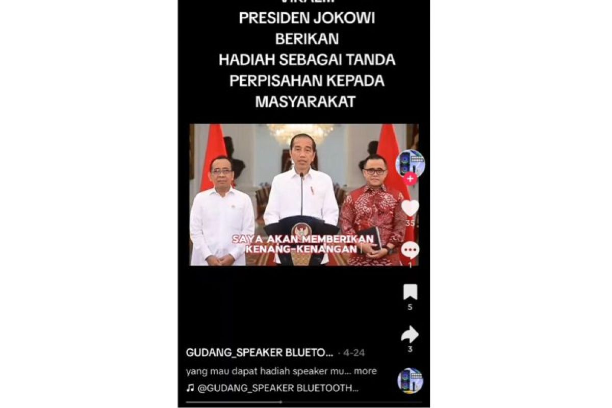 Hoaks! Video Jokowi akan bagikan pengeras suara kepada masyarakat diakhir jabatannya