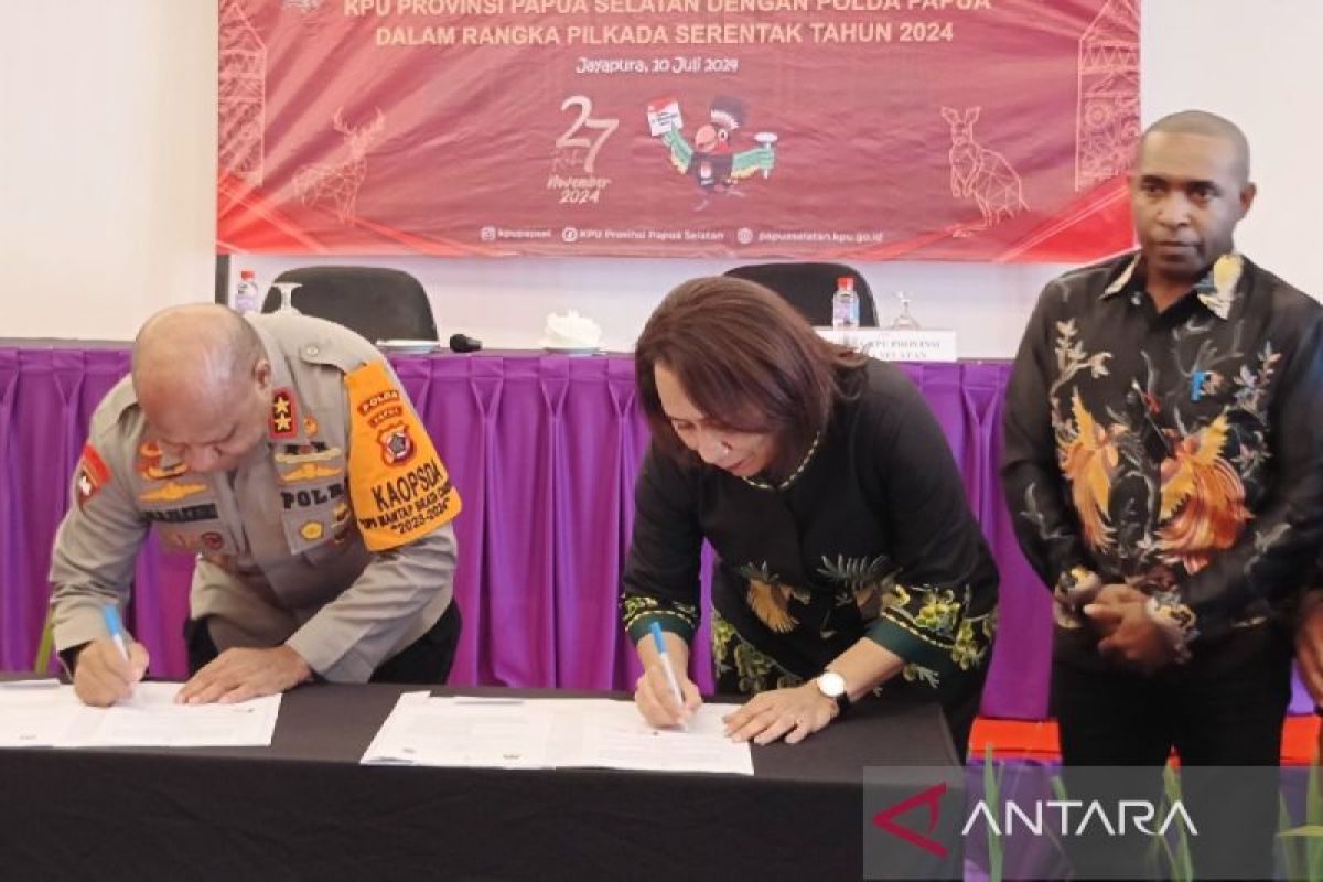 KPU Papua Selatan-Polda Papua tandatangani kerja sama amankan Pilkada 2024