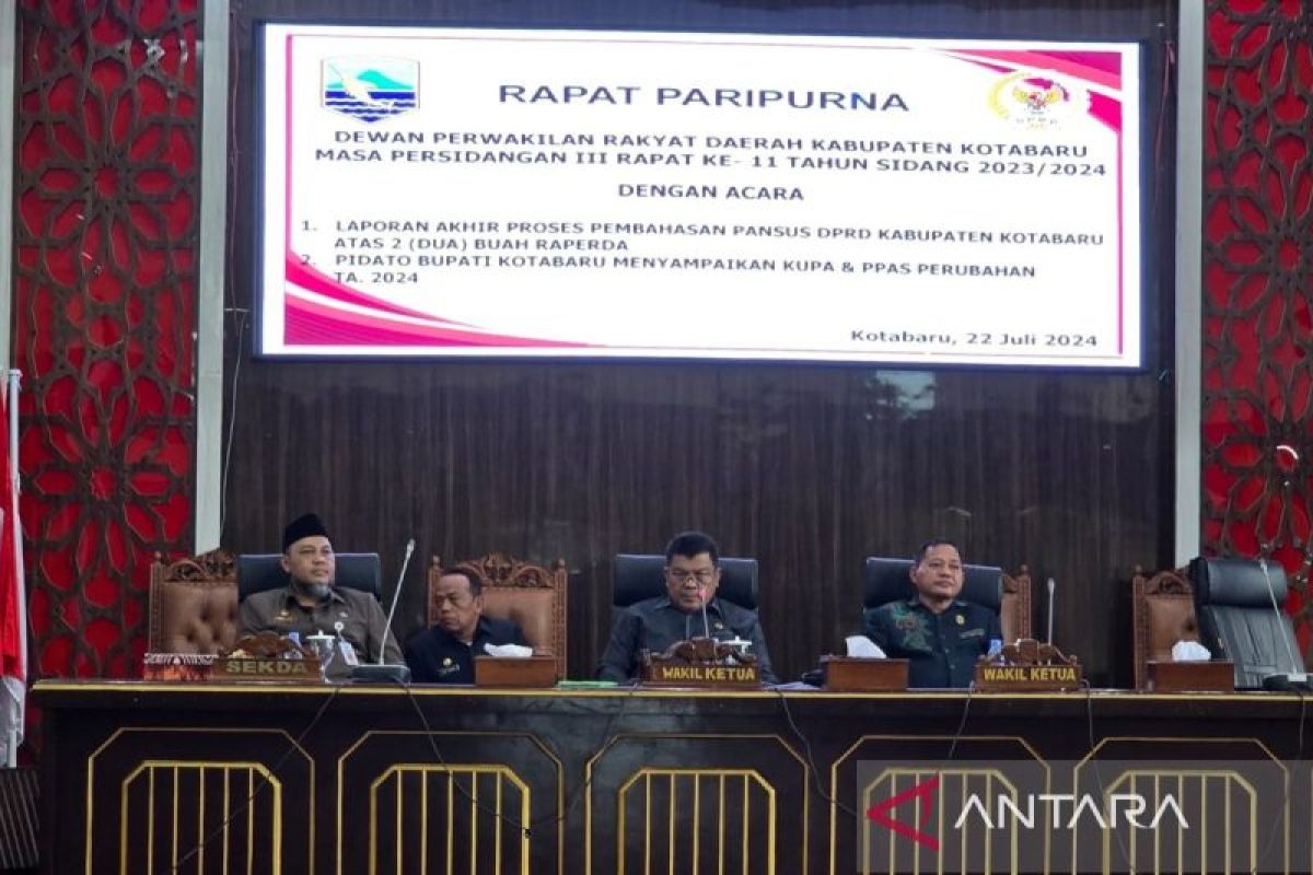 DPRD Kotabaru paripurnakan Raperda tentang pembentukan dan susunan perangkat daerah