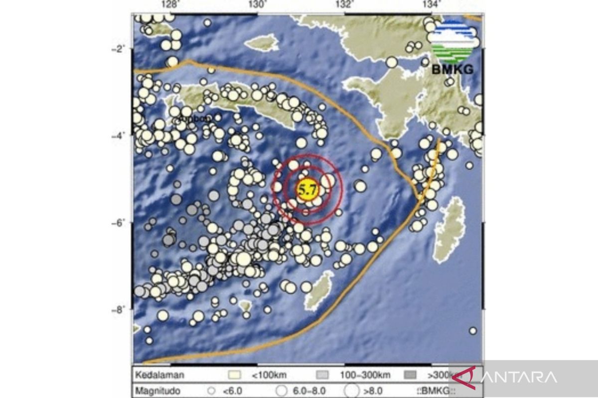 BMKG: Gempa 5,7 magnitudo di Maluku tidak berpotensi tsunami