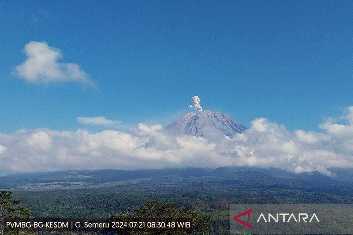 Gunung Semeru erupsi tiga kali pada Selasa pagi