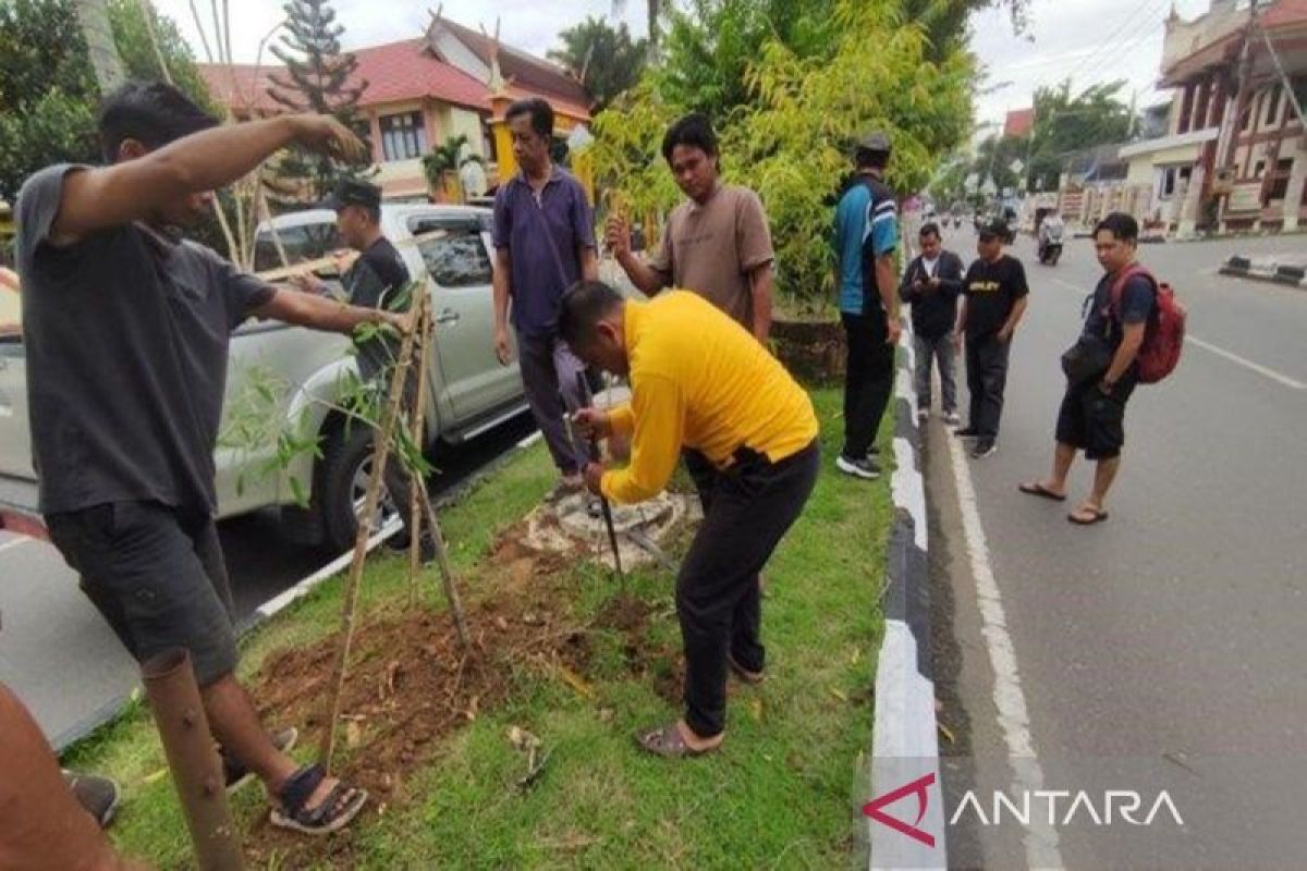 Tanaman di Median Jalan Kota Amuntai Diganti, Memperindah Pusat Kota dan Jaga Kualitas Udara