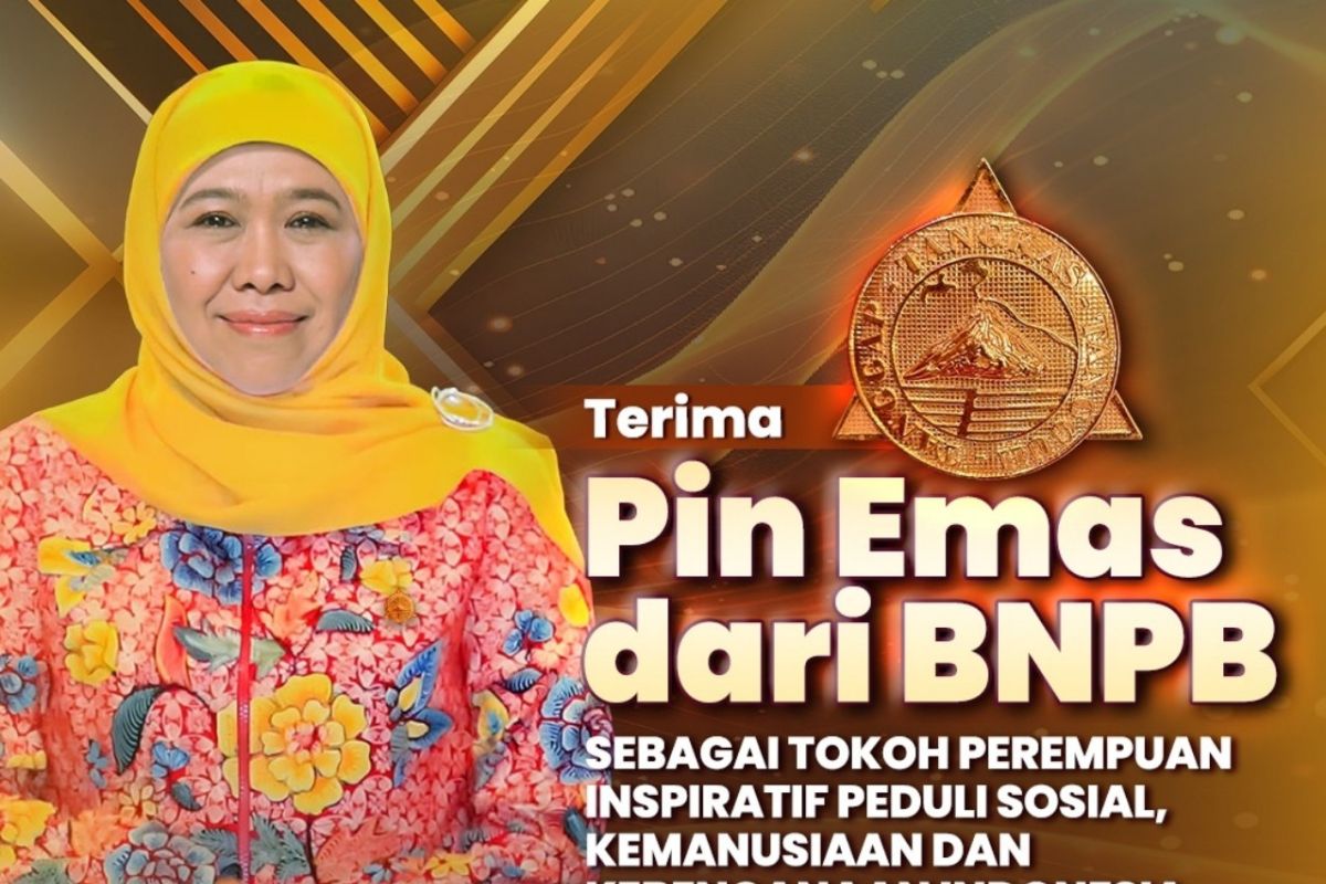 Khofifah terima pin emas dari BNPB sebagai tokoh inspiratif