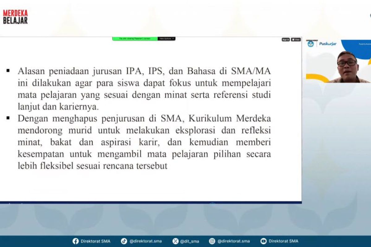 Kemendikbud jelaskan skema pilihan matpel usai penghapusan jurusan SMA