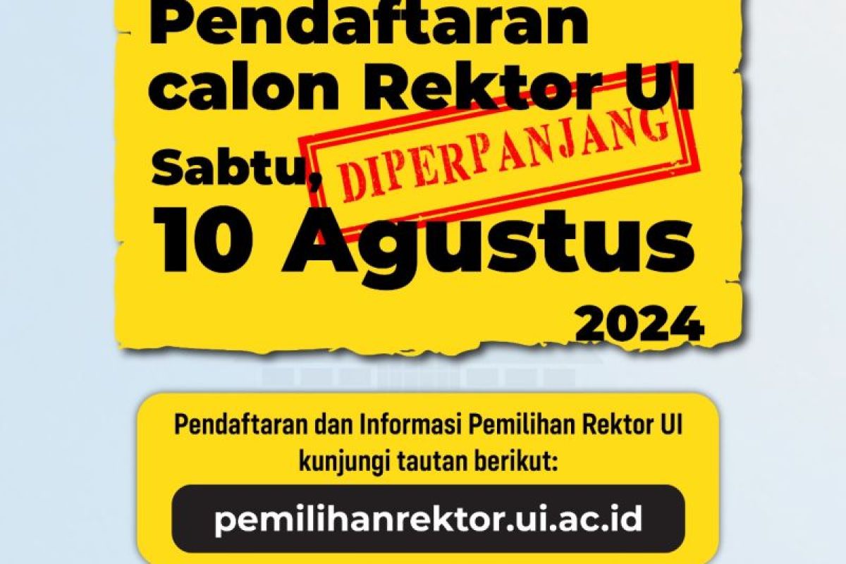 Pendaftaran Pemilihan Rektor UI 2024–2029 diperpanjang