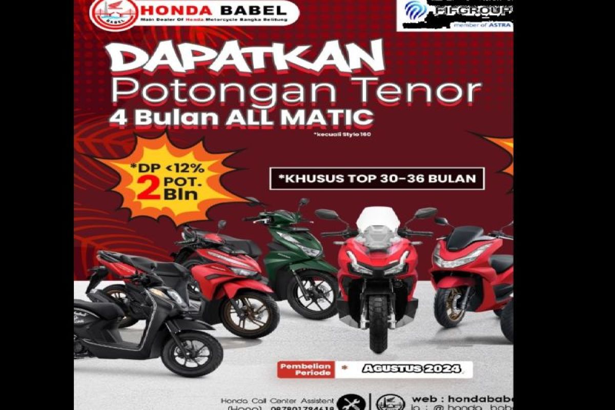 Dapatkan potongan harga jutaan rupiah di Honda Babel