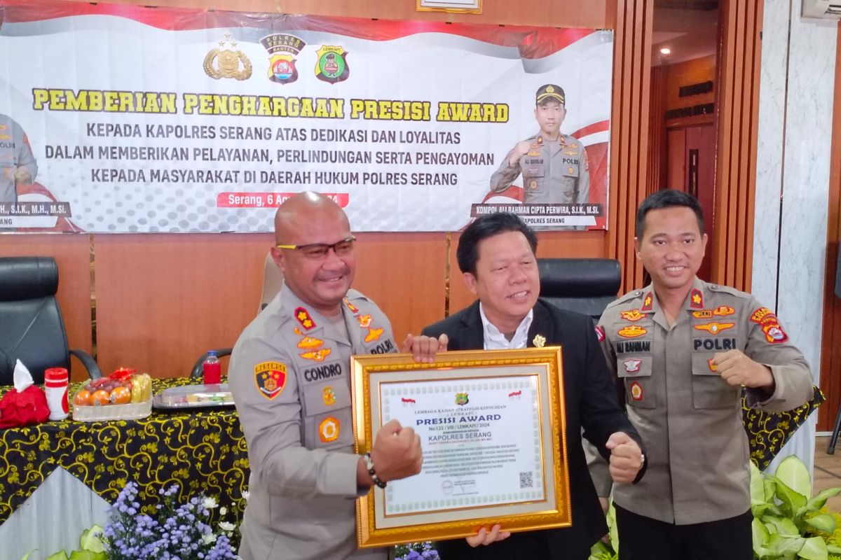 Kapolres Serang terima penghargaan presisi Award dari Lemkapi