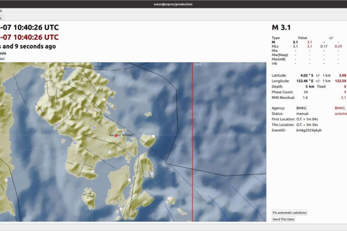 BMKG: Gempa dangkal guncang Konawe Selatan, terasa hingga kendari