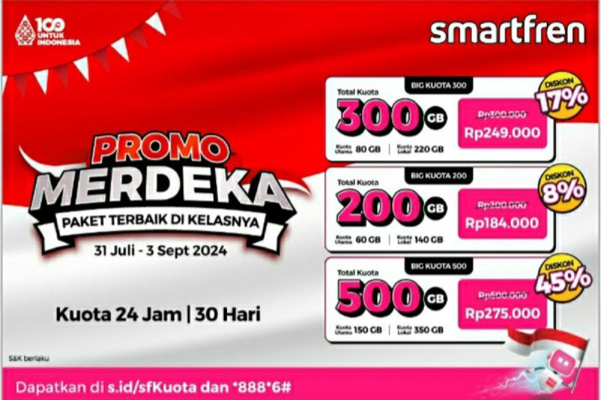 Smartfren rayakan Kemerdekaan RI dengan promo kuota hingga 45 persen