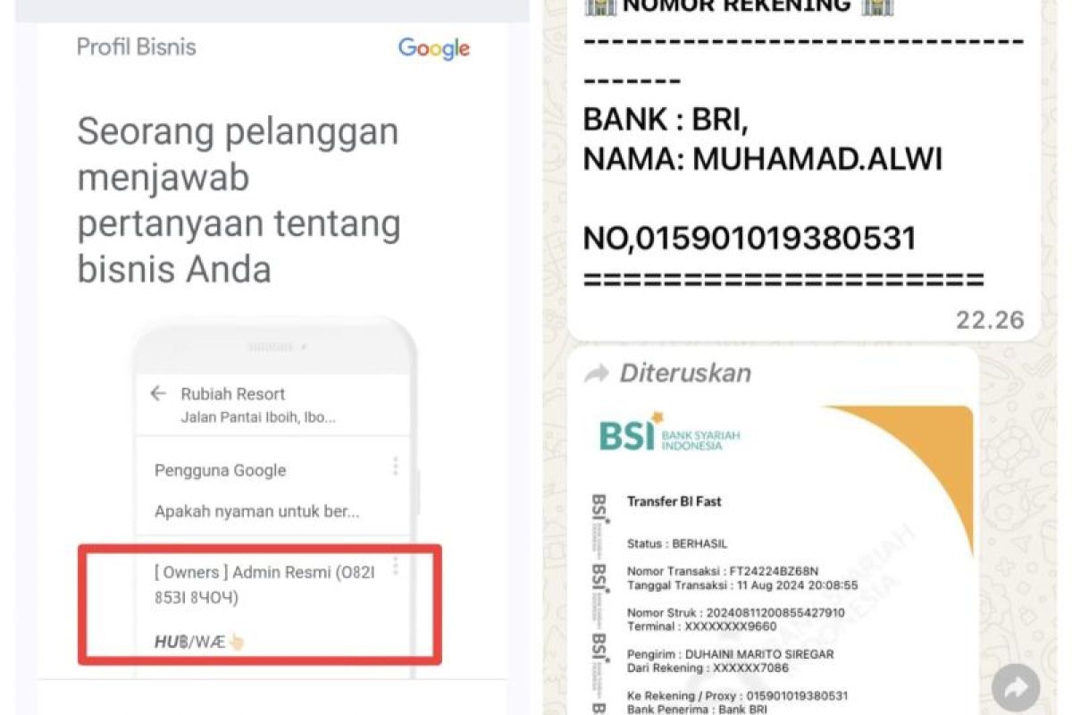 Halaman google tentang informasi penginapan di Sabang kena hack jelang PON XXI