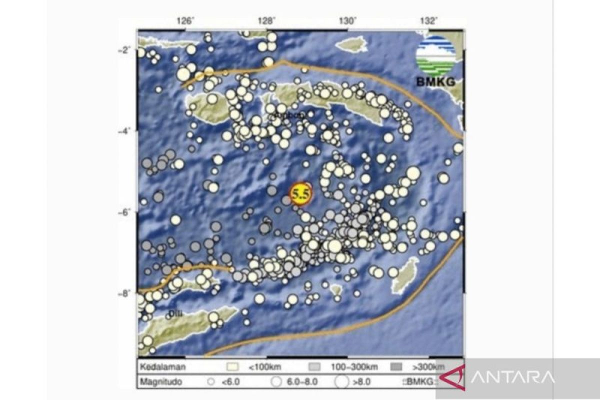 Gempa di Ambong berkekuatan 5,5 magnitudo