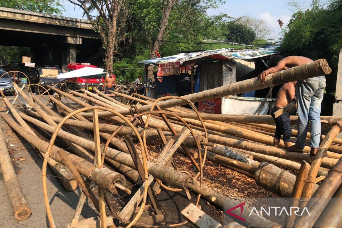 Penjual pohon pinang di Medan banjir orderan jelang HUT Kemerdekaan RI