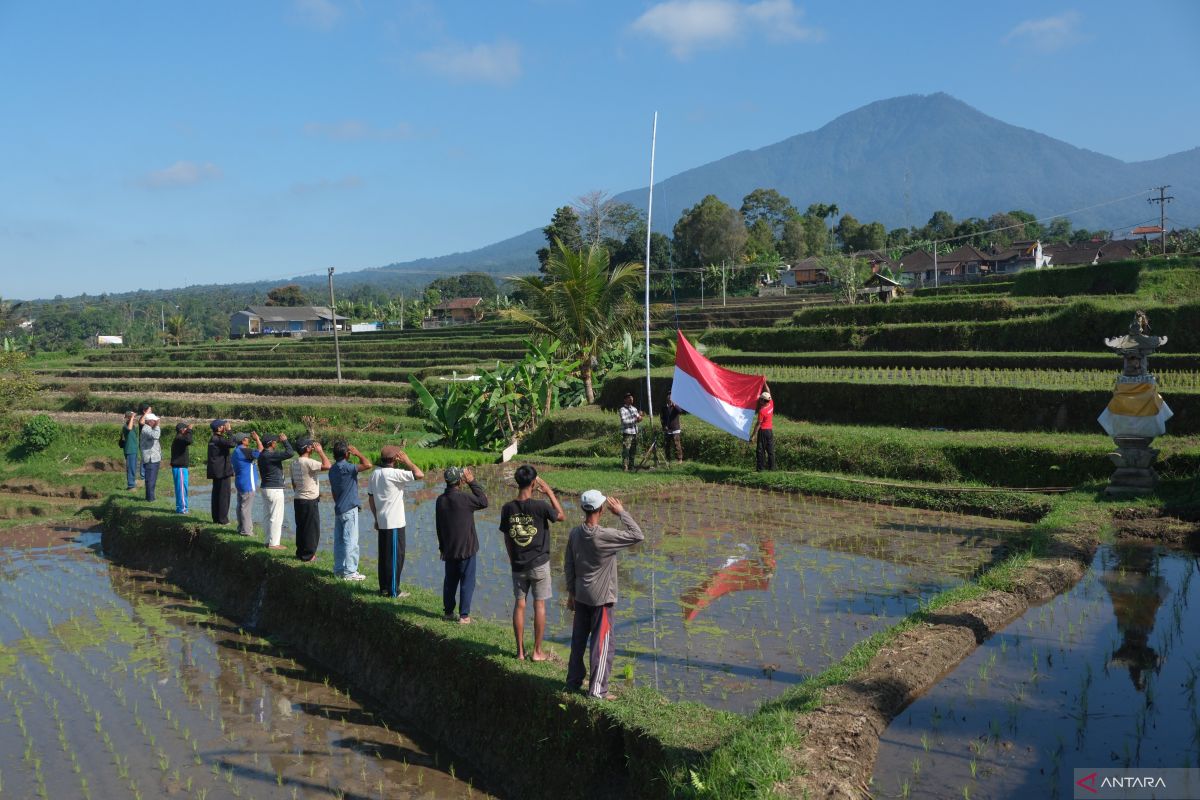 50 petani adakan upacara bendera HUT ke-79 Kemerdekaan RI di kaki Gunung Batukaru Bali