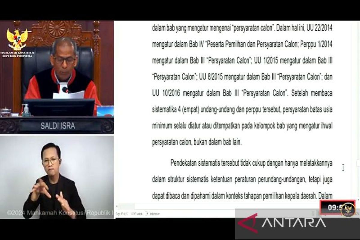 MK tegaskan syarat usia cakada harus terpenuhi saat penetapan paslon