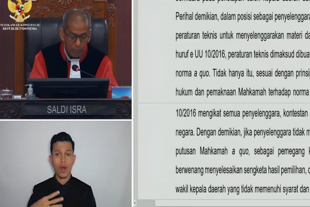 MK  tegaskan syarat usia cakada harus terpenuhi saat penetapan paslon