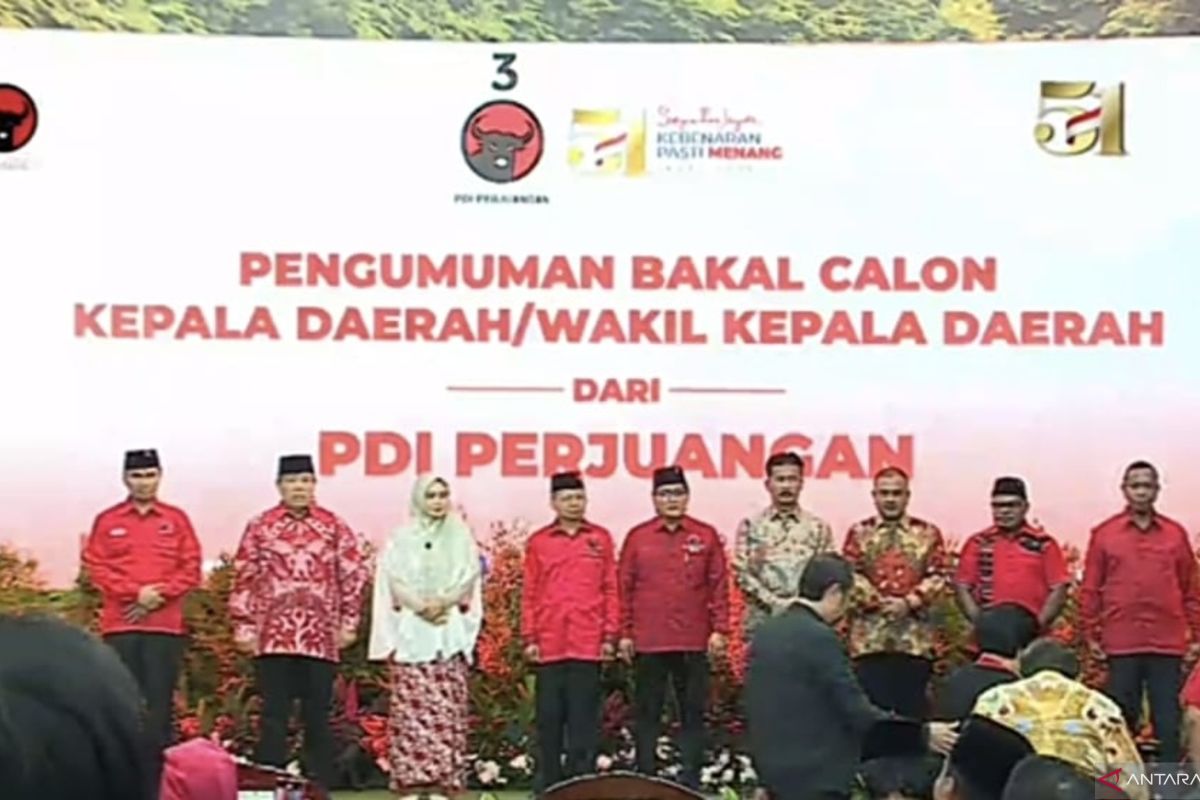 PDI Perjuangan umumkan 163 bakal calon bupati/wali kota di 78 daerah