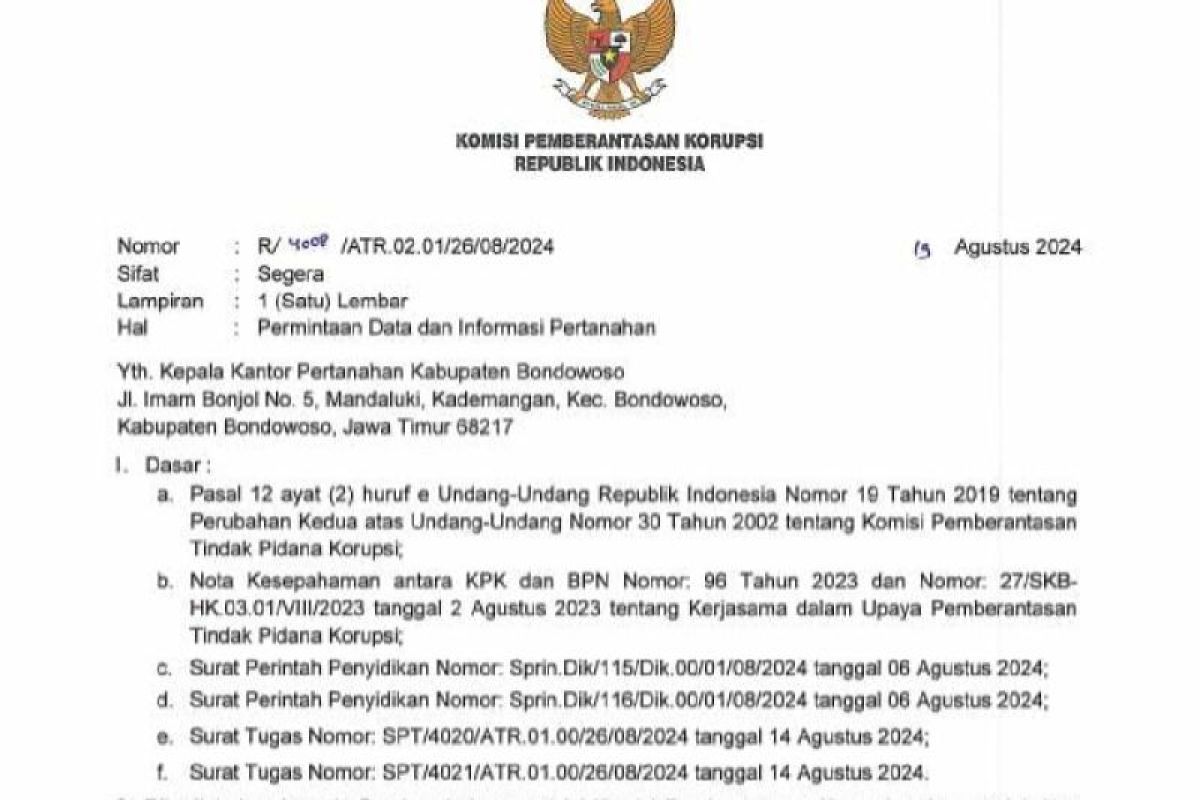 KPK belum bisa pastikan kebenaran surat 