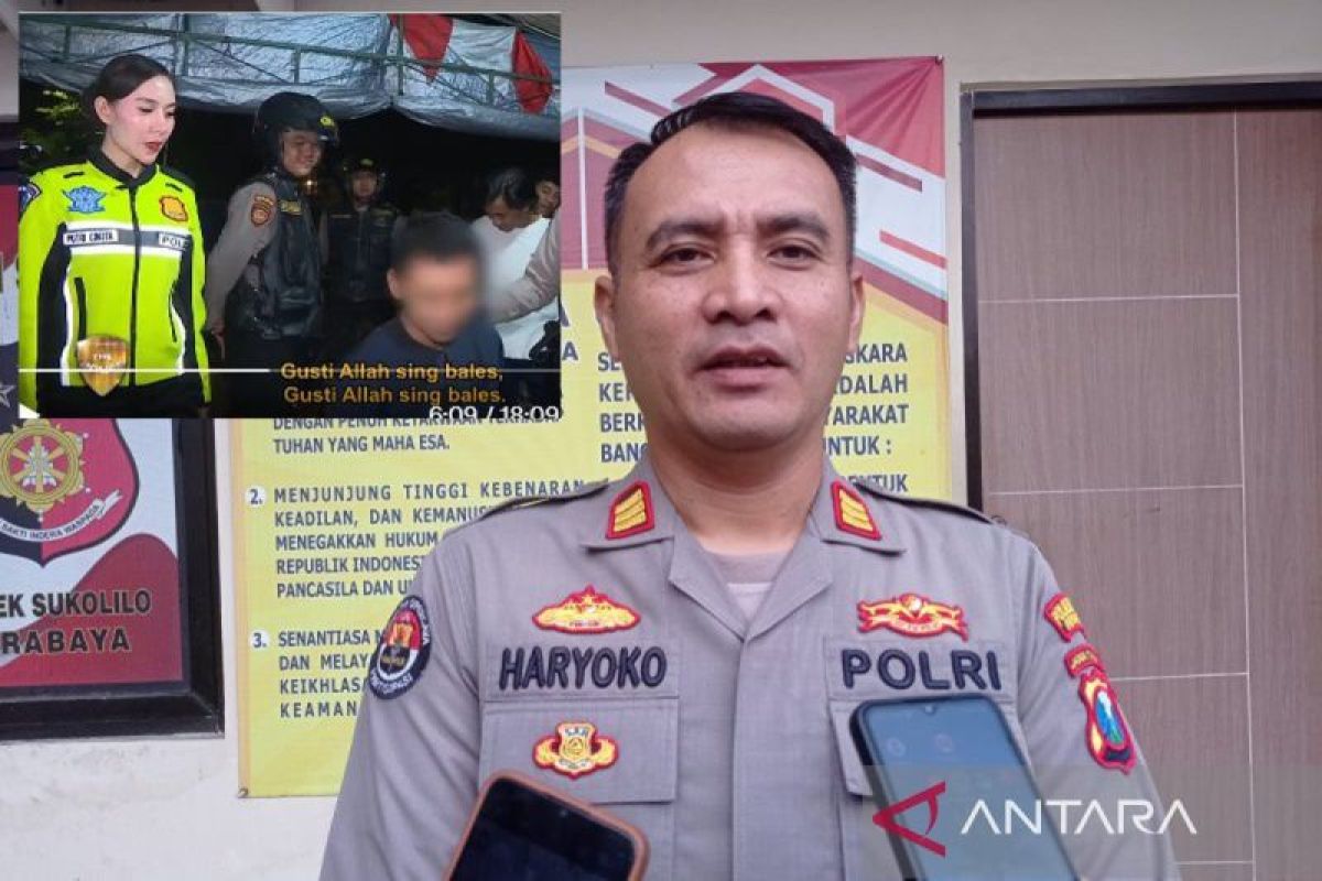 Polrestabes Surabaya klarifikasi video polwan tegur pria sedang makan