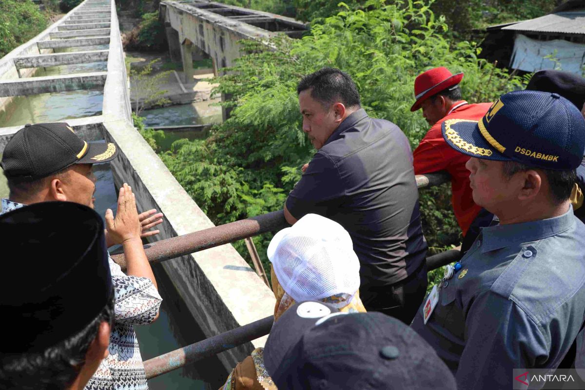 Pemkab Bekasi tinjau sungai respons kekeringan lahan pertanian