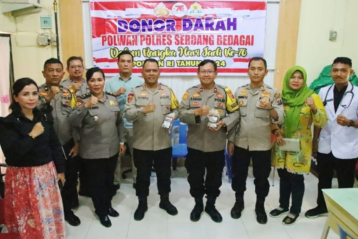 Polres Serdang Bedagai aksi donor darah semarakan HUT Polwan RI