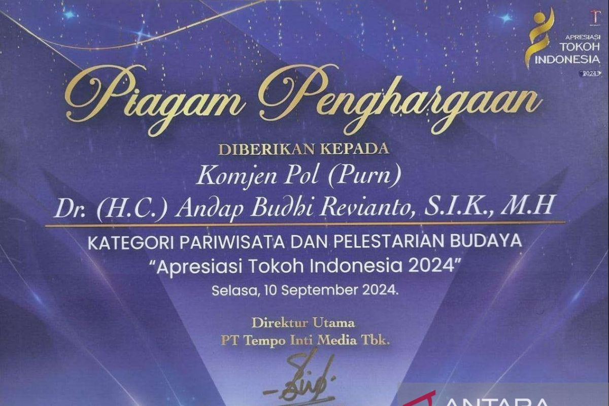 Pj.Gubernur Andap raih penghargaan apresiasi nasional sektor parawisata