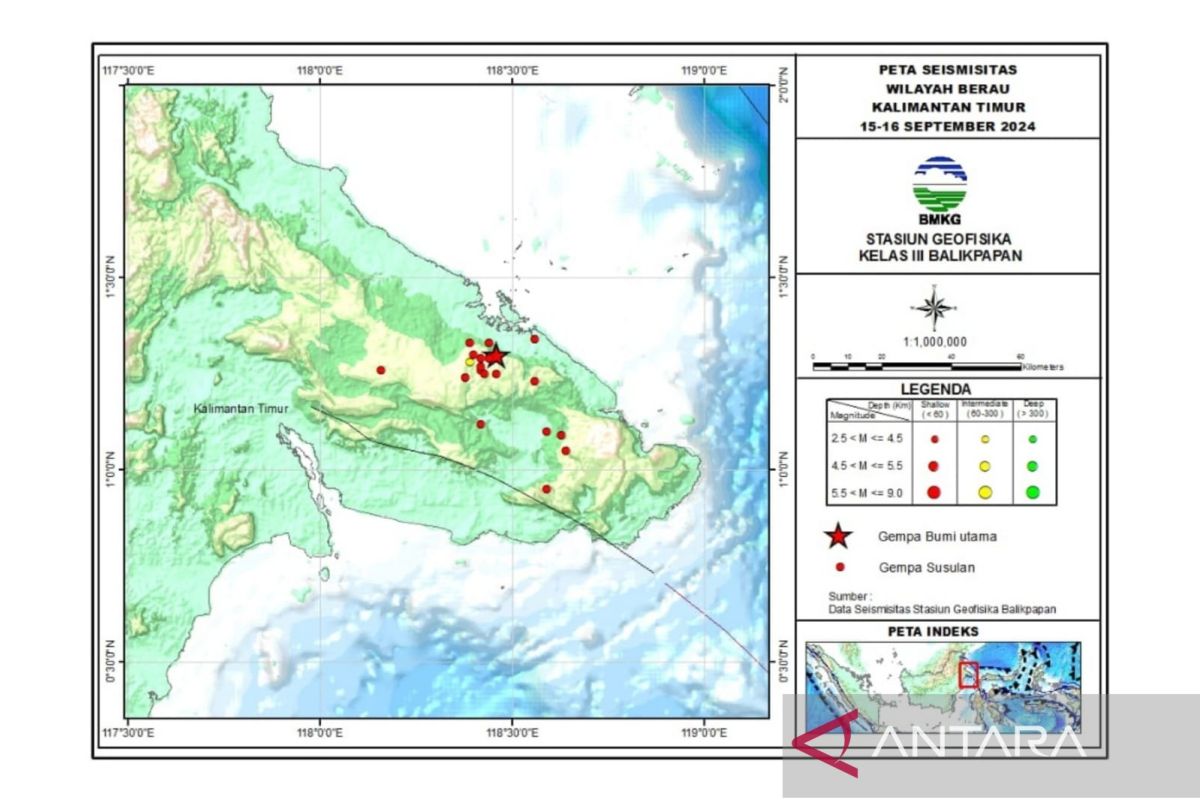 BMKG catat 19 kali gempa susulan di Berau