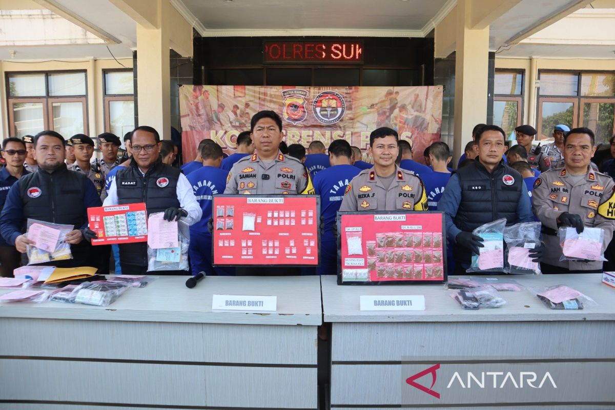 Polres Sukabumi tangkap puluhan pengedar narkoba dan OKT dalam sebulan